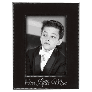 Laserable Leatherette Photo Frame 4" x 6" Black/Silver