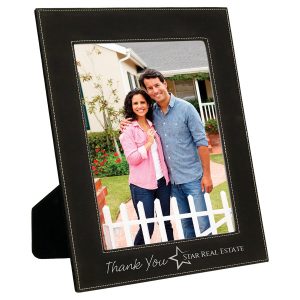 Laserable Leatherette Photo Frame 8" x 10" Black/Silver