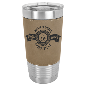20 oz. Leatherette Tumbler - Light Brown