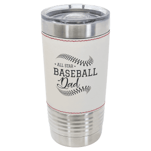 20 oz. Sports Tumbler with Slider Lid - Baseball White