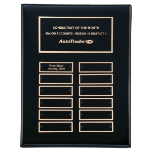 Airflyte  Black Piano Finish 12 Plate Perpetual Plaque with Black Brass Plates 9" x 12"  P5062