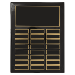 Airflyte  Black Piano Finish 24 Plate Perpetual Plaque with Black Brass Plates 11" x 14"  P5064