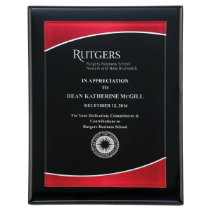 Airflyte  Black Piano Finish Plaque with Red Border Acrylic Plate 7" x 9"  P5080