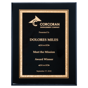 Airflyte  Black High Gloss Plaque with Black/Gold Florentine Design LaserFX Plate 8" x 10"  P5356