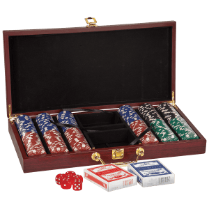 Poker Set with 300 Chips and Rosewood Finish