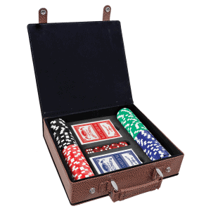 Poker Set with 100 Chips, Laserable Leatherette - Football