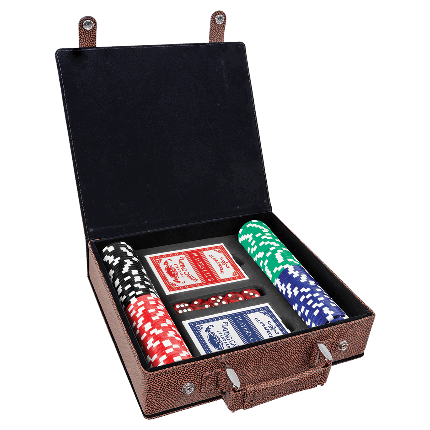 Poker Set with 100 Chips, Laserable Leatherette - Football