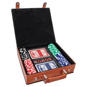 Poker Set with 100 Chips, Laserable Leatherette - Basketball