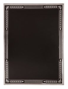 Aluminum plaque plate with black and silver finish, 7x10 inches, ideal for signage or awards.